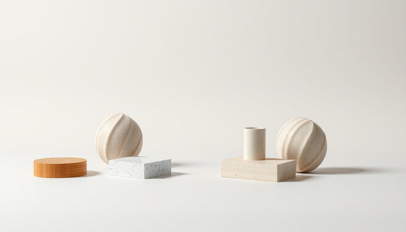 An abstract studio still life featuring a collection of polished, geometric objects in muted tones, conceptually representing the complex corporate strategy and supply chain dynamics driving the 10K OTR film market.