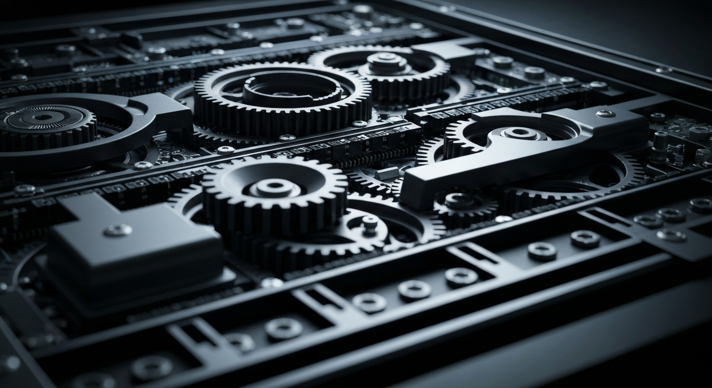 An extreme close-up of the complex inner workings of a high-performance media server, conveying the powerful infrastructure that supports Netflix's streaming platform.