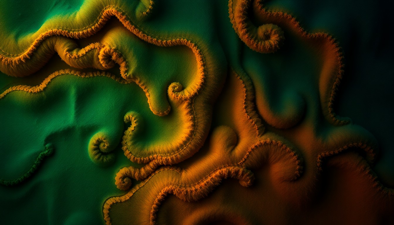 An extreme close-up photograph of luxurious, velvety textures in deep, earthy tones, conceptually representing the natural beauty and musical legacy of Missouri.