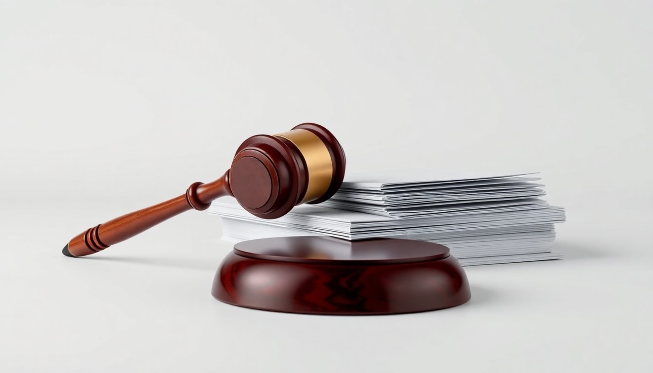 A high-end, photorealistic studio still-life photograph featuring a polished, geometric wooden gavel and a stack of official-looking documents on a clean, monochromatic background, conceptually representing the authority and responsibility of the newly elected IGA Board leaders.