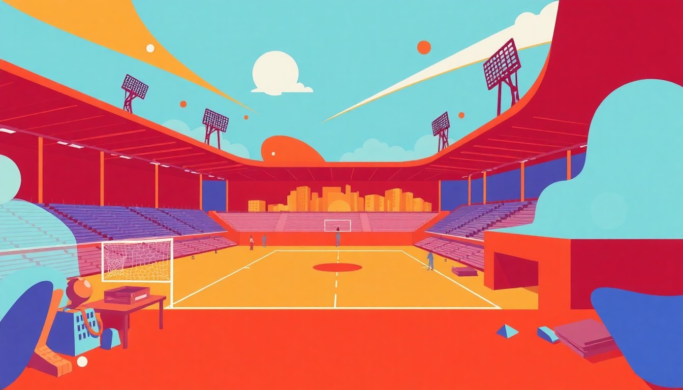 An abstract, colorful illustration featuring dynamic, overlapping shapes and brushstrokes in shades of blue, orange, and green, conveying a sense of energy, resilience, and renewal.