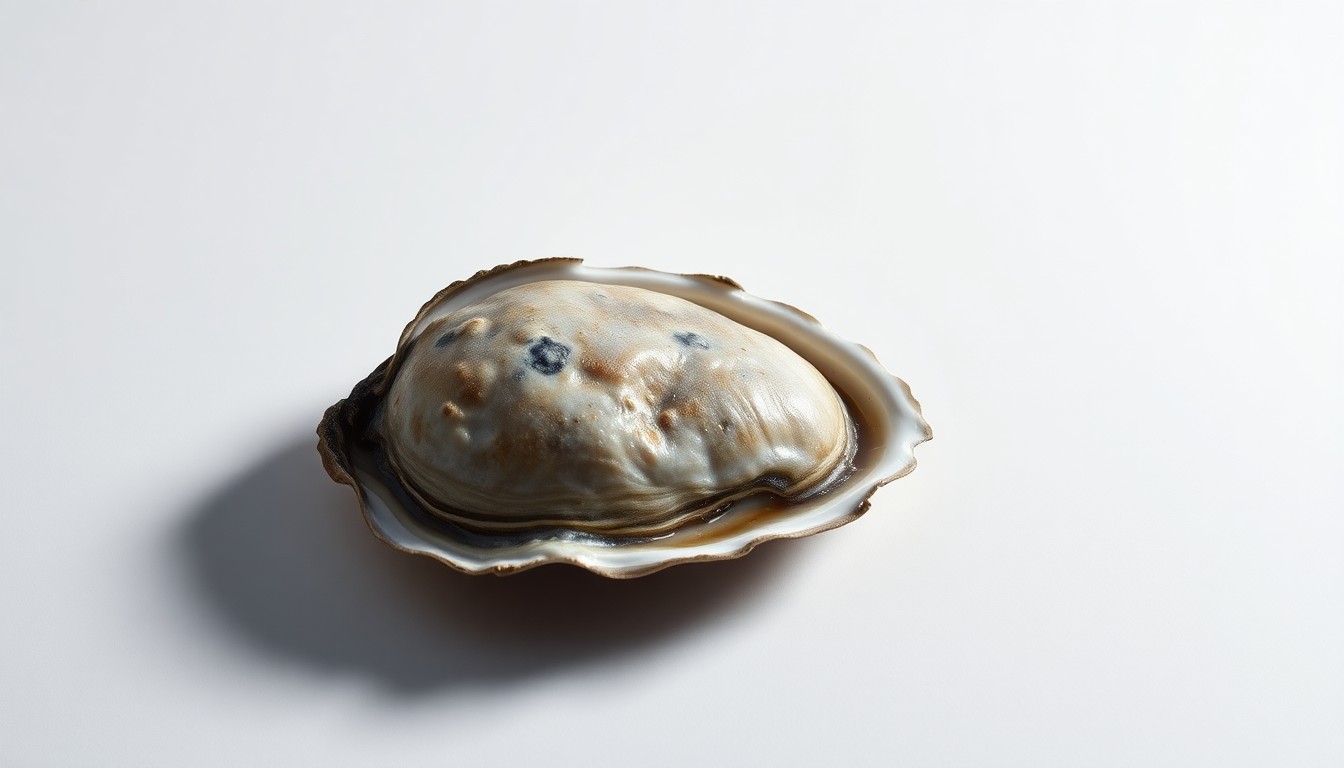 A close-up photograph of a single, polished oyster shell resting on a clean, monochromatic background, conveying the resilience and endurance of the Matunuck Oyster Bar's operations.