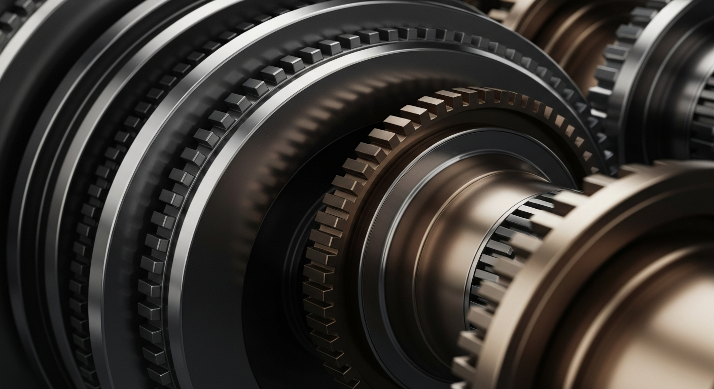 An extreme close-up of gleaming, industrial banking equipment and mechanisms, conveying the tangible financial power and infrastructure supporting the snack food company's growth.