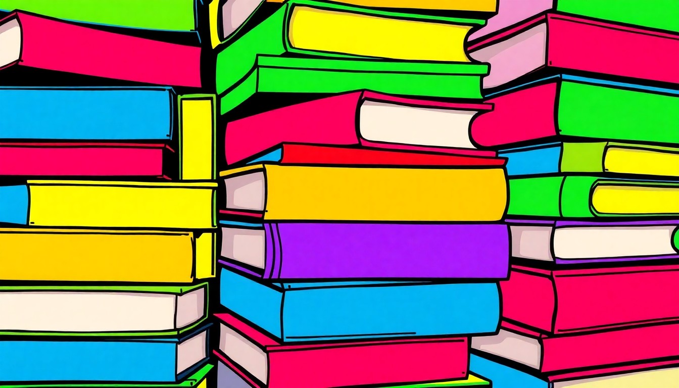 A high-contrast, brightly colored silkscreen print of a stack of textbooks repeated in a tight grid, conceptually representing the ongoing debate over education funding and policy in North Carolina.