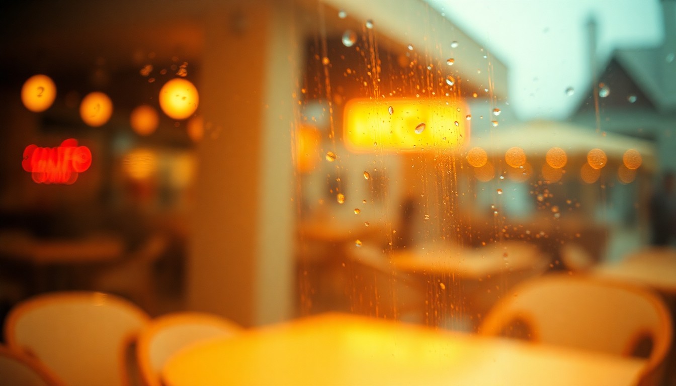 An abstract, out-of-focus scene featuring blurred shapes and colors representing various brunch elements, conveying the warm, inviting atmosphere of a community gathering around food and fellowship.