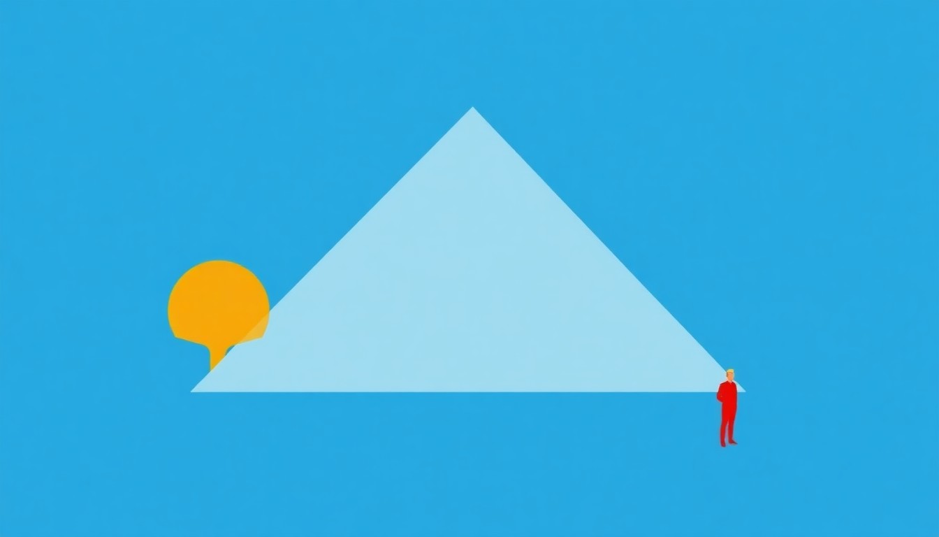A minimalist abstract illustration using bold geometric shapes and primary colors to conceptually represent the unequal voting power in the governance of the Salt River Project utility.