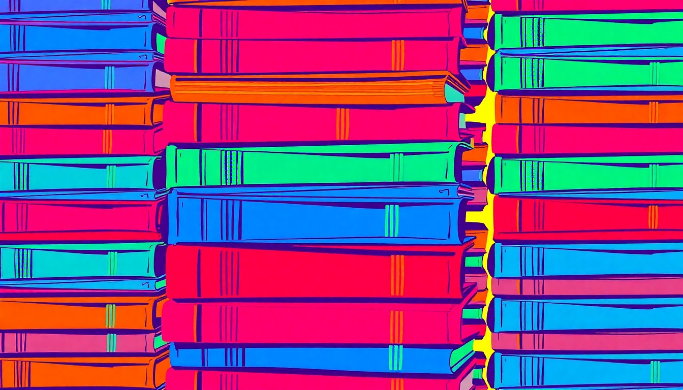 A visually striking grid of neon-colored college textbooks, conceptually representing the transformative power of educational opportunities and scholarships.