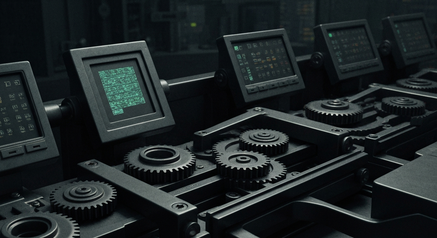 An extreme close-up of the intricate inner workings of a financial institution, with gears, levers, and digital screens, conveying the complex mechanics that underpin the company's financial performance.