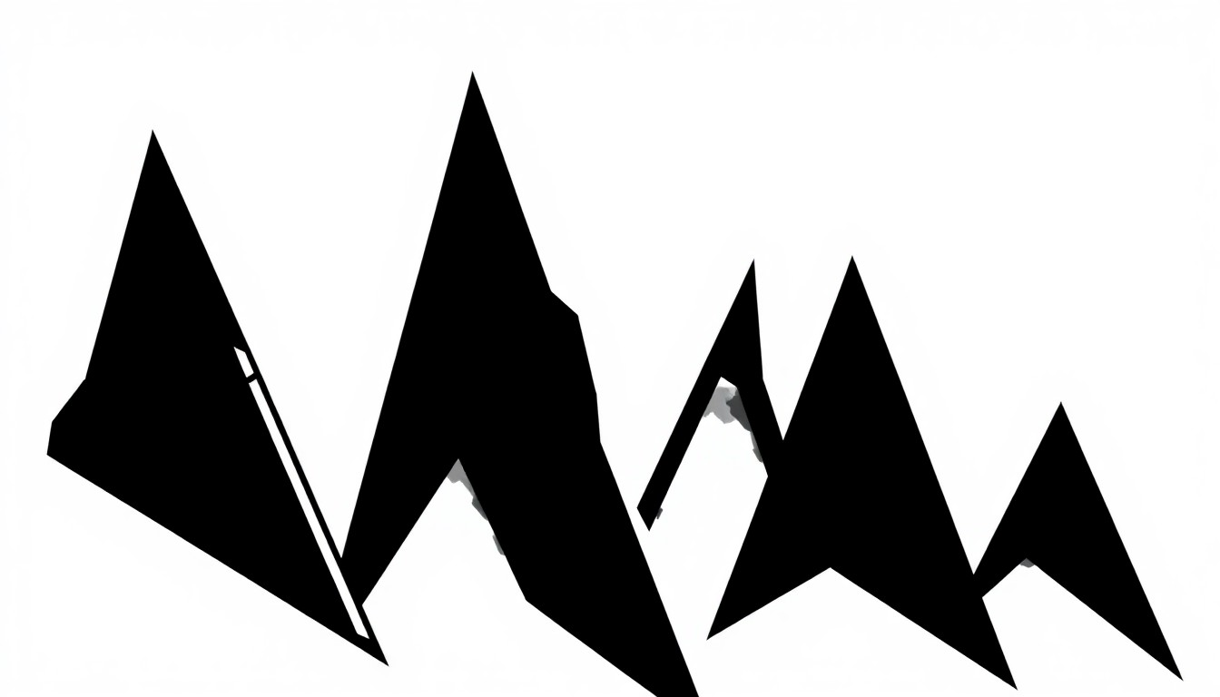 An abstract composition of angular black and white shapes, conceptually representing the uncertain future of a struggling new television comedy series.