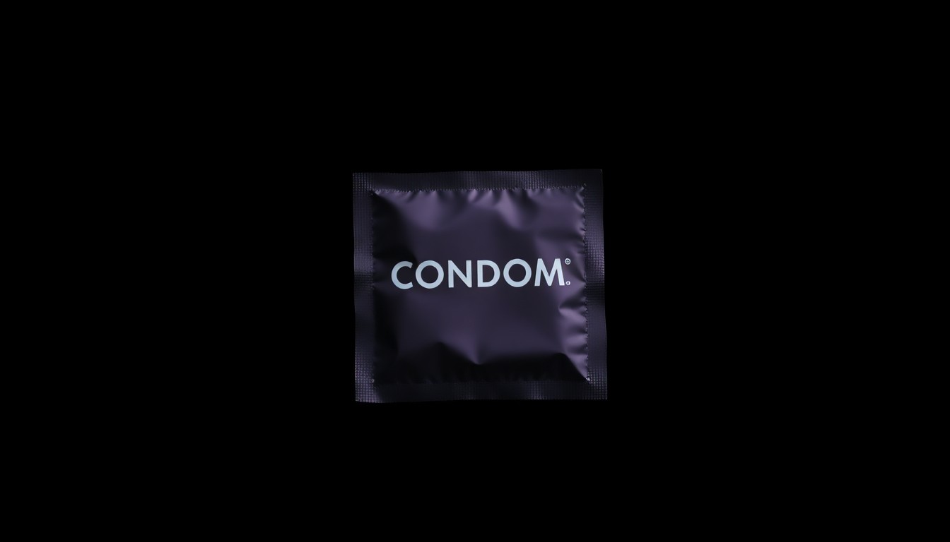 An extreme close-up photograph of a single condom package against a pitch-black background, conceptually illustrating the allegations of inappropriate behavior by a county sheriff towards a minor.