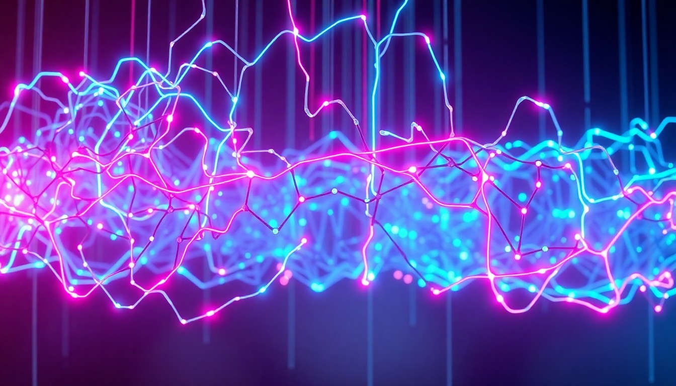 A highly detailed, glowing 3D illustration of a complex AI neural network architecture, with pulsing neon cyan and magenta lines representing the flow of data and information, suspended in a dark, atmospheric environment to symbolize the hidden complexities and risks of AI systems.