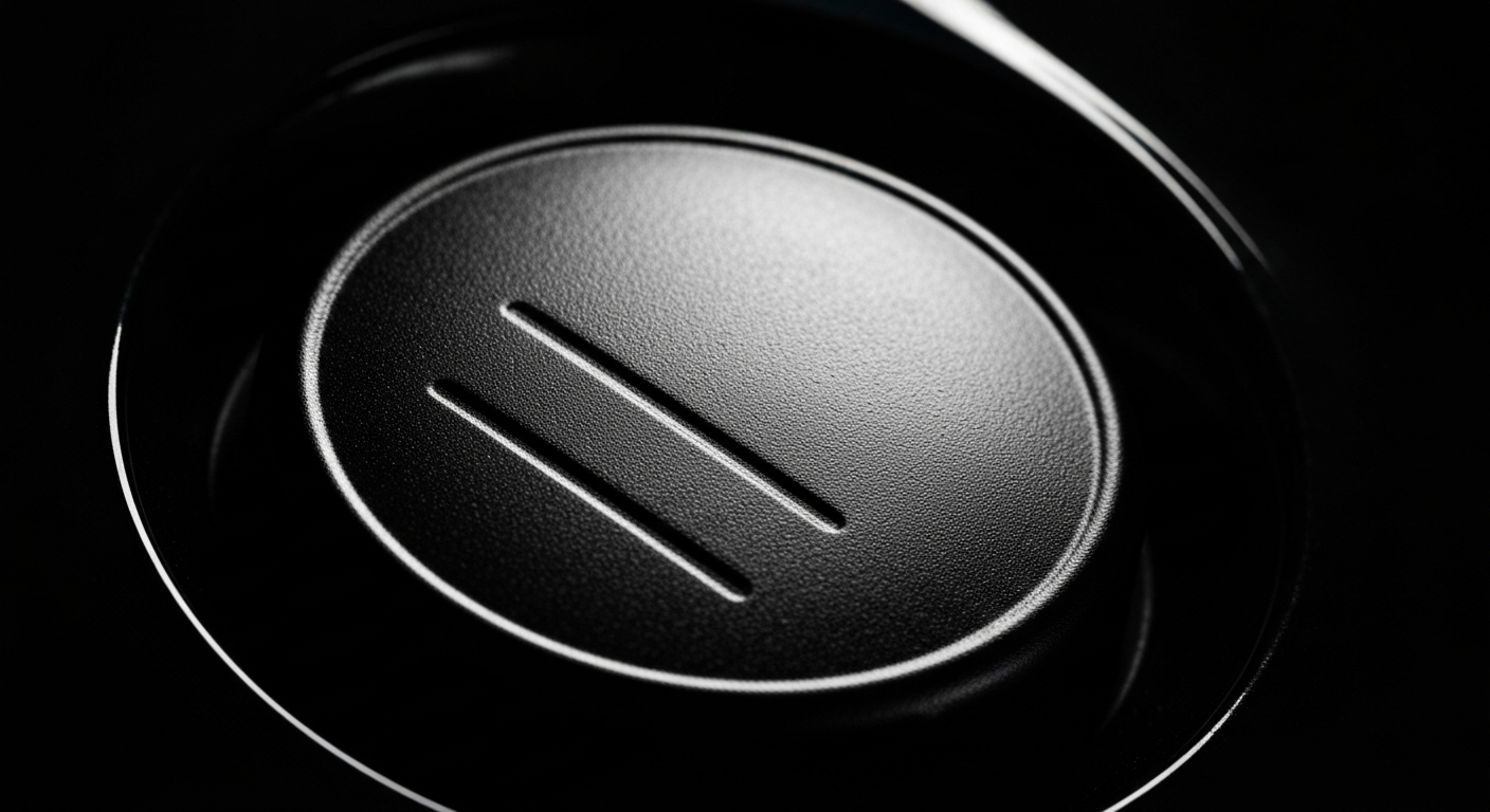 An extreme close-up of the pebbled, metallic surface of a car's fuel tank cap, capturing the intricate details and textures in dramatic lighting to symbolize the challenges drivers face with rising gas prices.