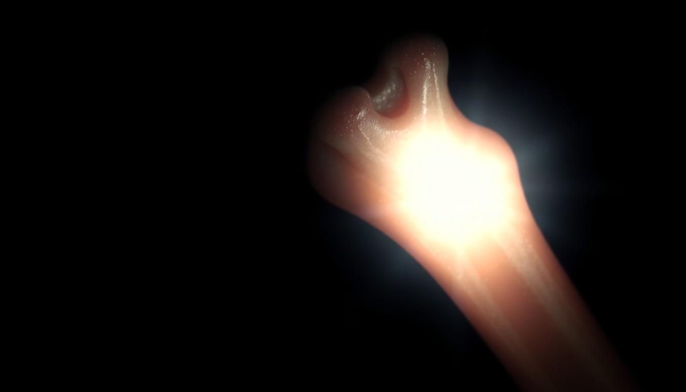 An extreme close-up photograph of a baby's broken bone, capturing the stark, gritty reality of the injuries suffered in this disturbing case of child abuse.