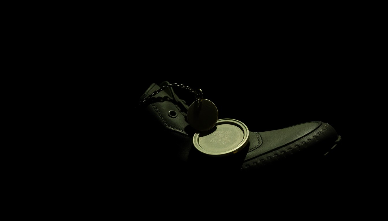 An extreme close-up photograph of a worn, personal item belonging to the Millbrook twins, such as a locket or bracelet, dramatically lit by a harsh camera flash against a pitch-black background, conveying the gritty, investigative nature of this long-unsolved case.