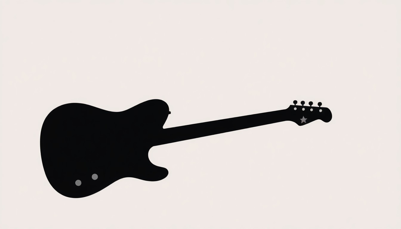 A dramatic black silhouette of an acoustic guitar, representing the connection between music and education.