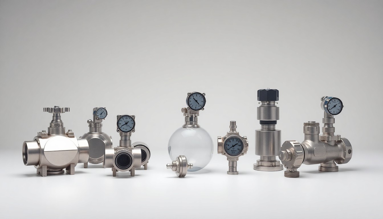 A minimalist studio still life featuring a collection of polished, geometric natural gas infrastructure components arranged elegantly on a clean, monochromatic background, conceptually representing the utility's efforts to upgrade and modernize its energy delivery systems.