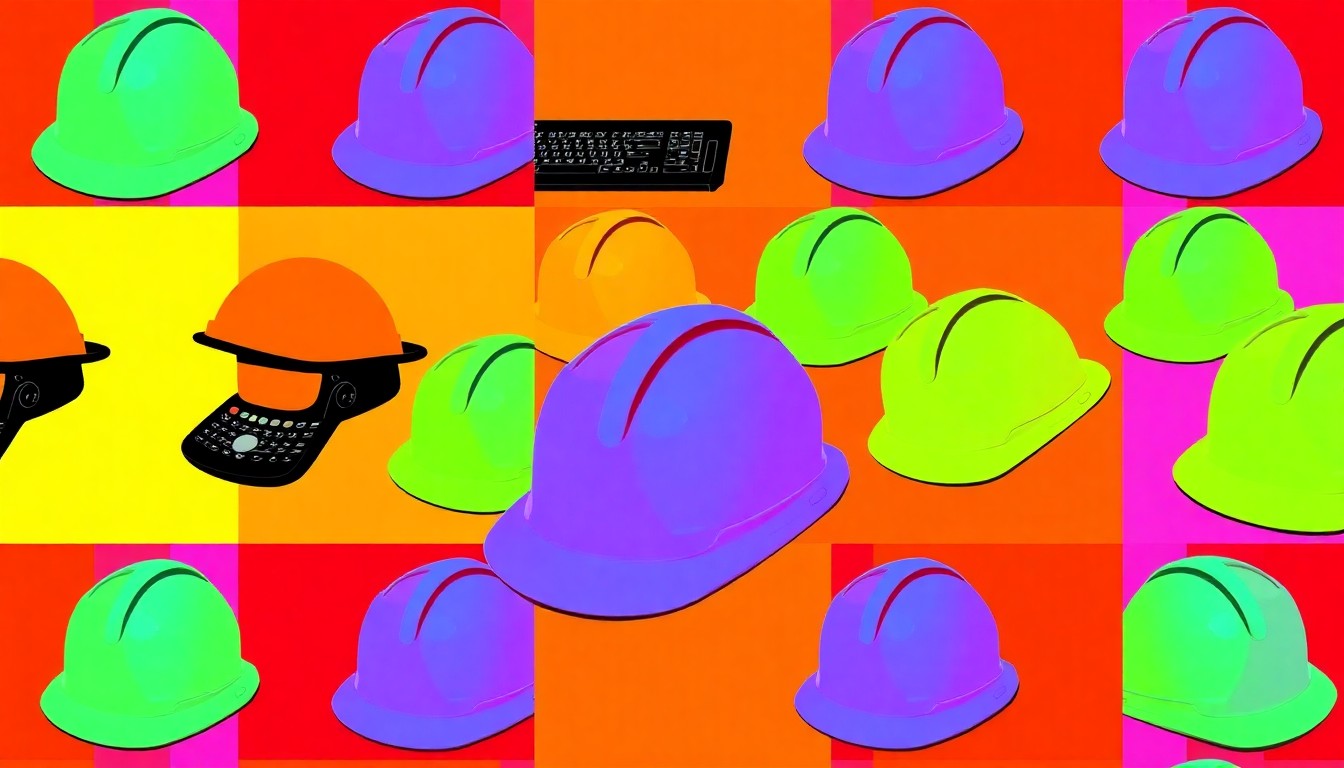 A grid of brightly colored, high-contrast silkscreen images of a single iconic job training object, conceptually representing the diverse vocational skills being developed to help people with disabilities find meaningful employment.