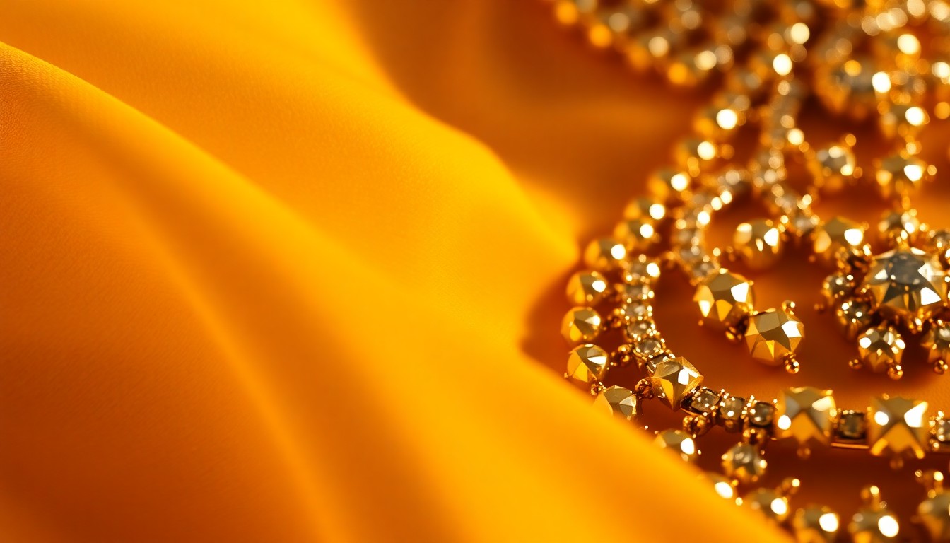 An extreme close-up photograph of luxurious, high-contrast textures related to Pakistani film glamour, such as rich velvet, shimmering sequins, or intricate jewelry, captured with dramatic studio lighting to create a high-fashion, red-carpet aesthetic.