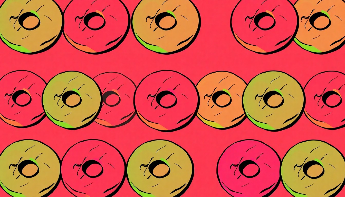 A high-contrast, silkscreen-style illustration of a single, iconic Better-Maid donut repeated in a grid pattern, rendered in a bold, neon color palette that captures the celebratory energy of the donut shop's long-awaited return.