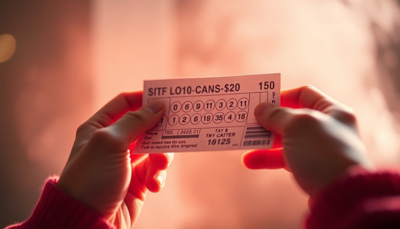 A blurred, dreamlike photograph of a person's hands holding a lottery ticket, the only sharp element in an otherwise hazy, warm-toned scene, conveying the transformative potential of an unexpected windfall.