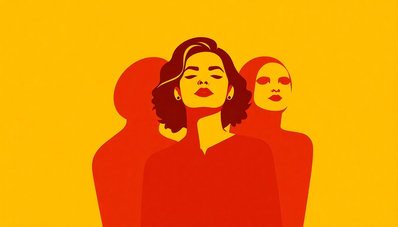 An abstract, minimalist composition of jagged, overlapping geometric shapes in warm earth tones, conceptually representing the harmonious trio of The Sisters 3 and the soulful, faith-driven nature of their music.