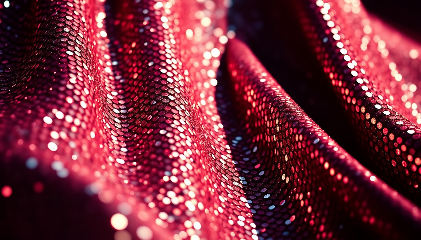 An extreme close-up of shimmering, high-contrast sequins and velvet textures, conceptually representing the glamour and experimentation in Benito Skinner's personal style.