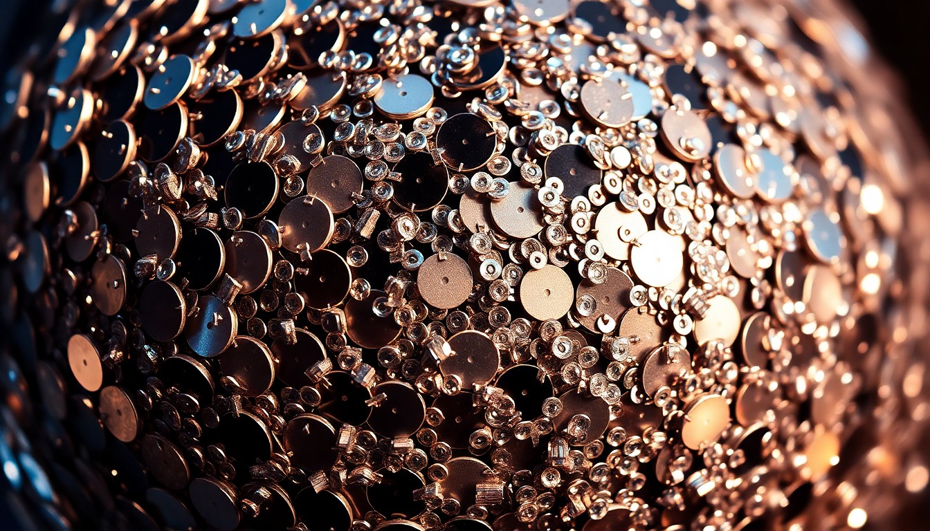 An extreme close-up photograph of sparkling sequins and shattered disco ball fragments, lit dramatically to create a high-fashion, glamorous aesthetic without any text or identifiable elements.