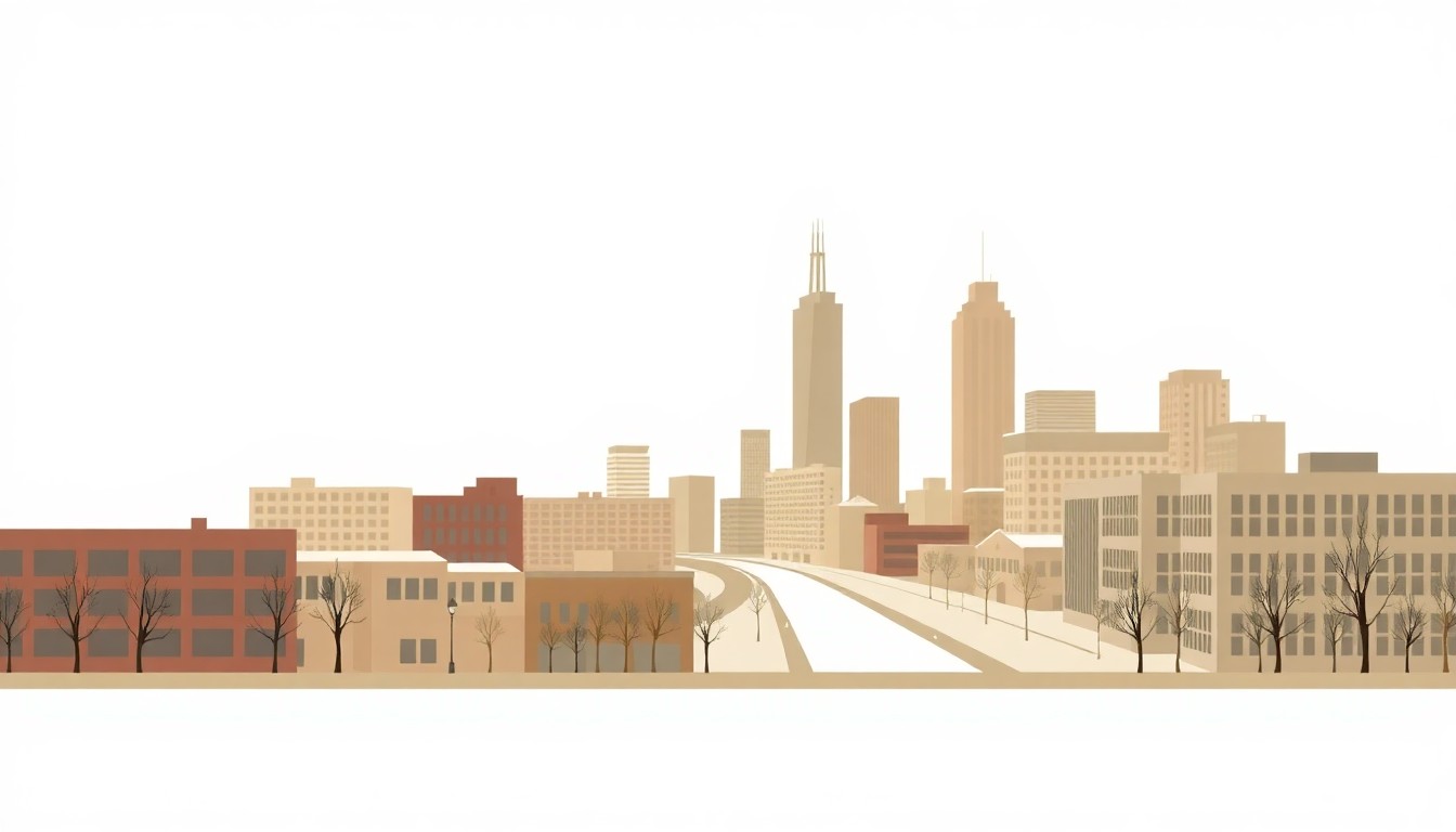 A composition of overlapping triangles and rectangles in muted earth tones, conceptually representing the limited financial resources and difficult choices facing a city grappling with budget deficits.