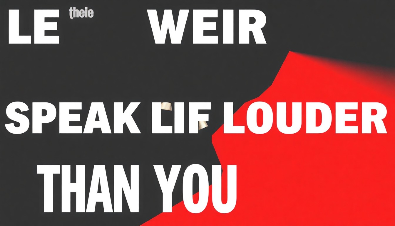 A striking abstract composition of jagged black and red geometric shapes, conceptually representing a musician trying to let their life and work speak for itself rather than relying on words or statements.