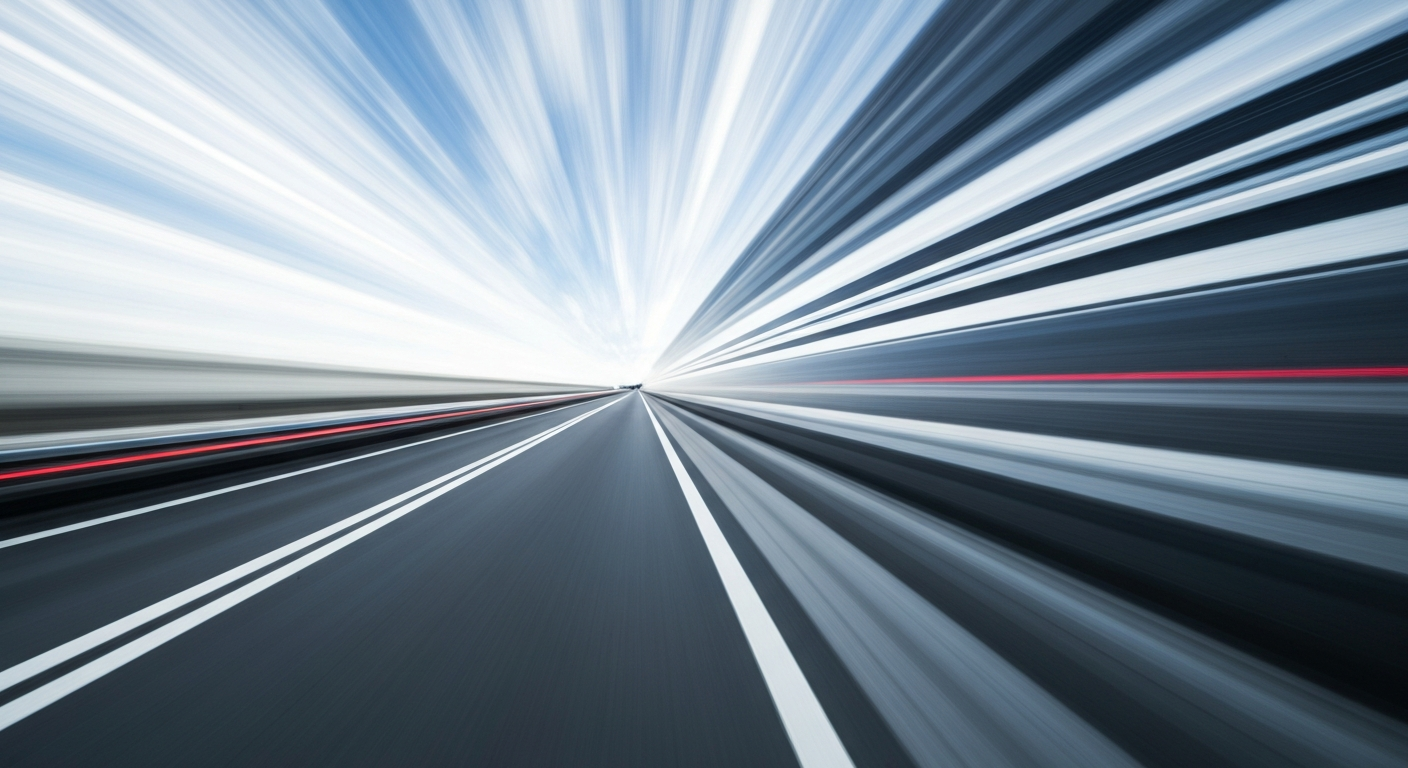 An abstract, colorful photograph featuring sweeping streaks of blues, grays, and silvers, conceptually representing the dynamic motion and engineering prowess of Mercedes' Alabama-built SUVs.