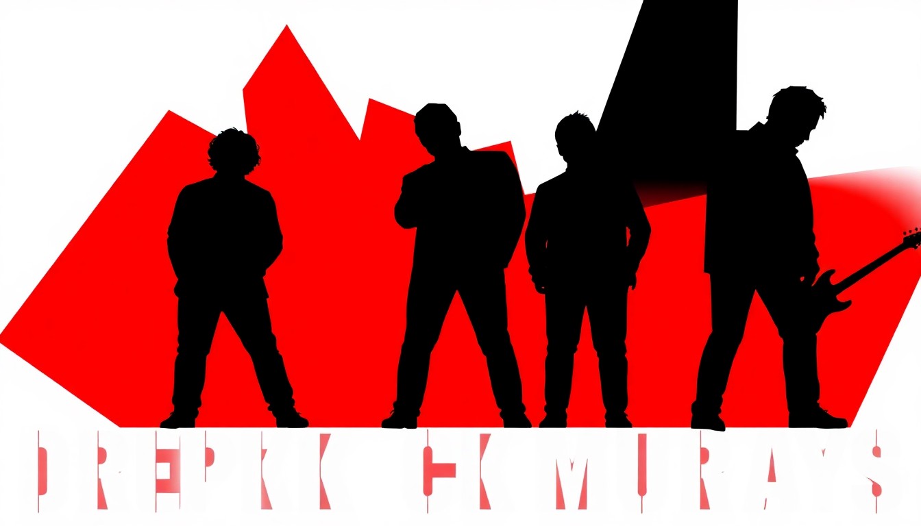 An abstract composition of bold, jagged shapes in red and black, conceptually representing the Dropkick Murphys' socially conscious punk rock sound and message.