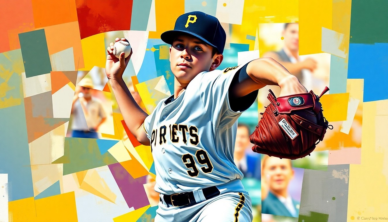 A fractured, multi-perspective painting depicting a young baseball player's pitching motion, broken down into sharp, overlapping geometric planes in vibrant colors.