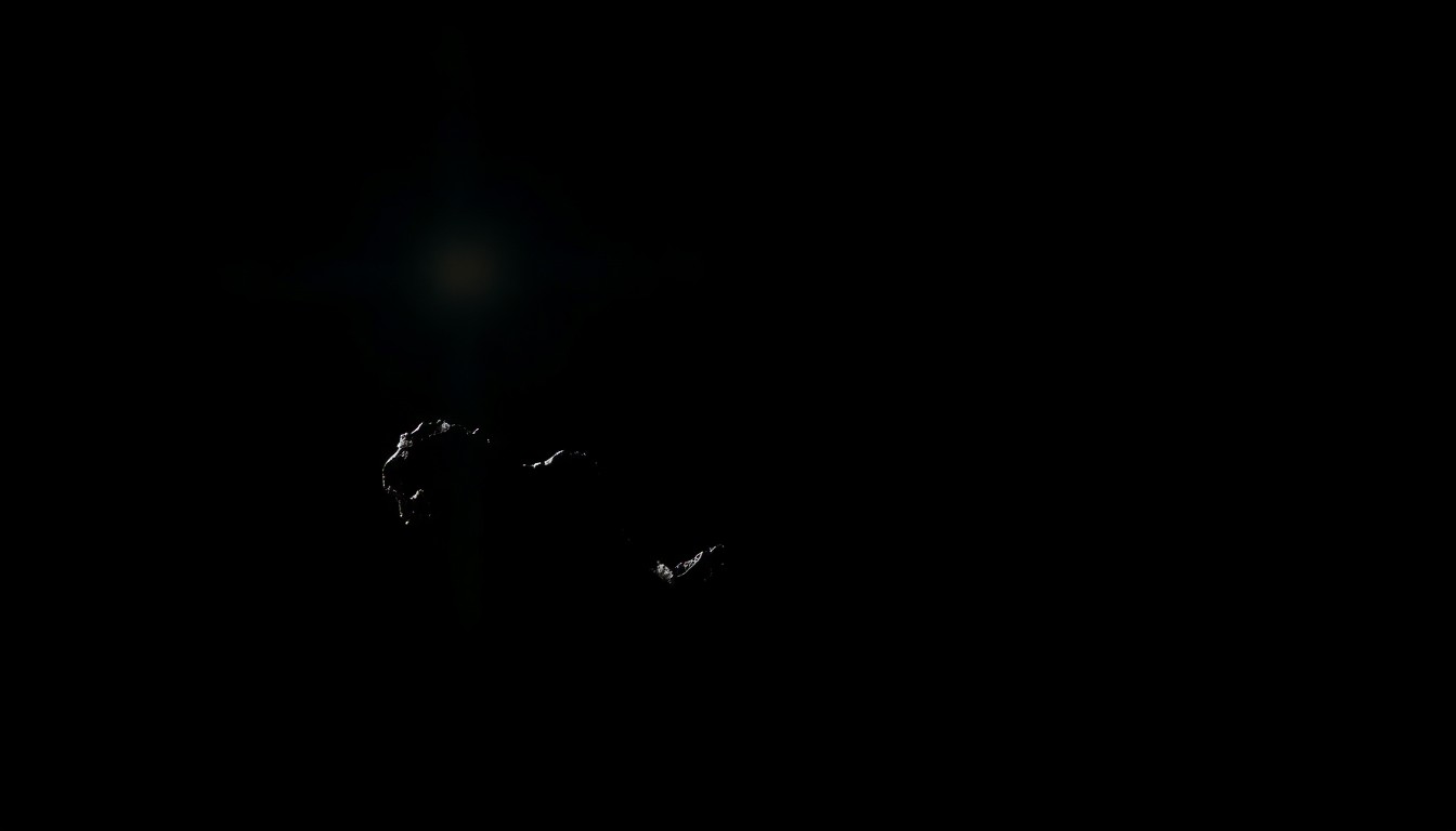 An extreme close-up of a charred, twisted metal object from a crime scene, lit by a harsh, direct camera flash against a pitch-black background, conceptually illustrating the gritty aftermath of a deadly incident.