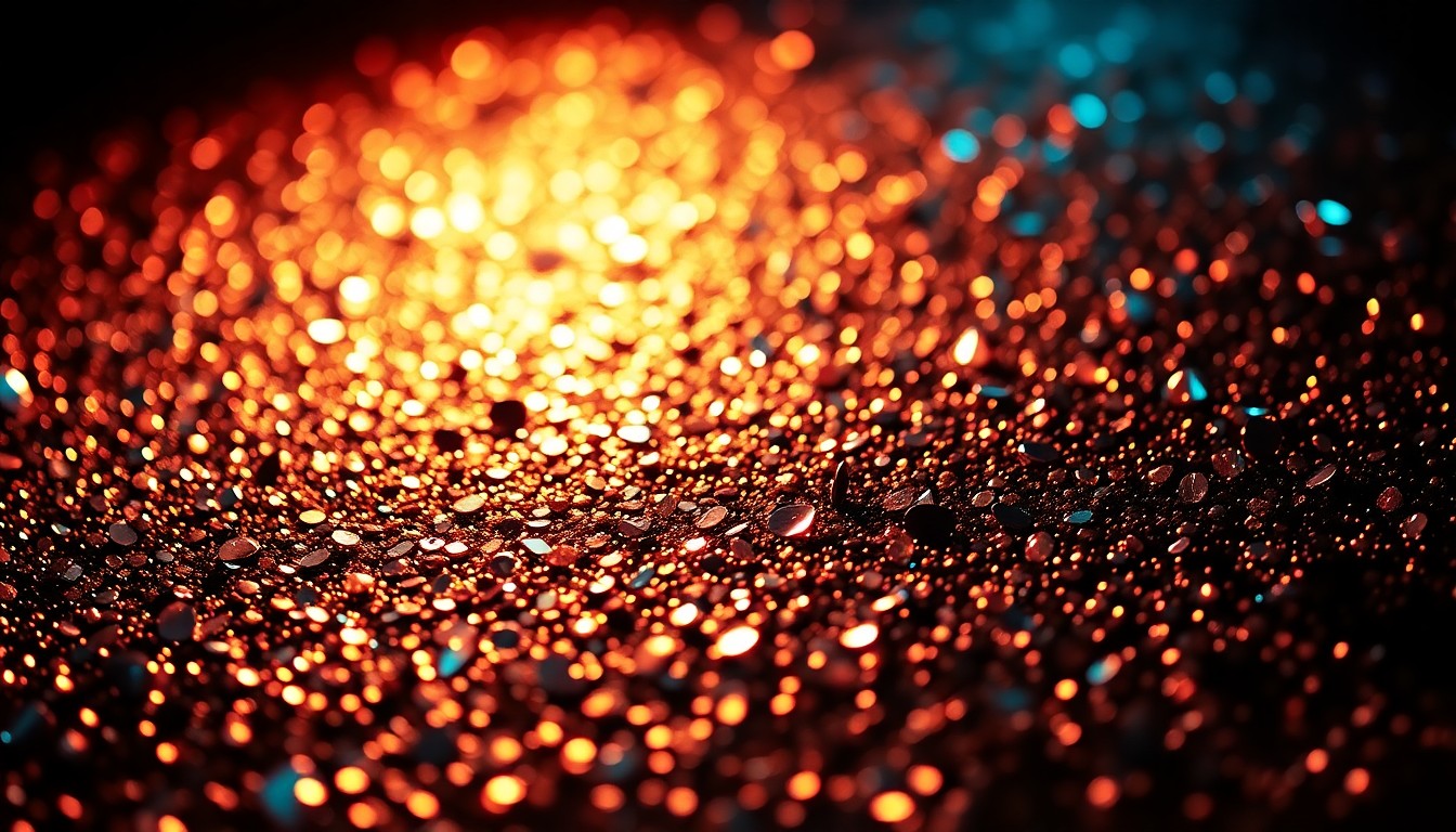 An extreme close-up of shimmering sequins reflecting bright studio lights, conceptually representing the glamour and high production values of a popular television series.