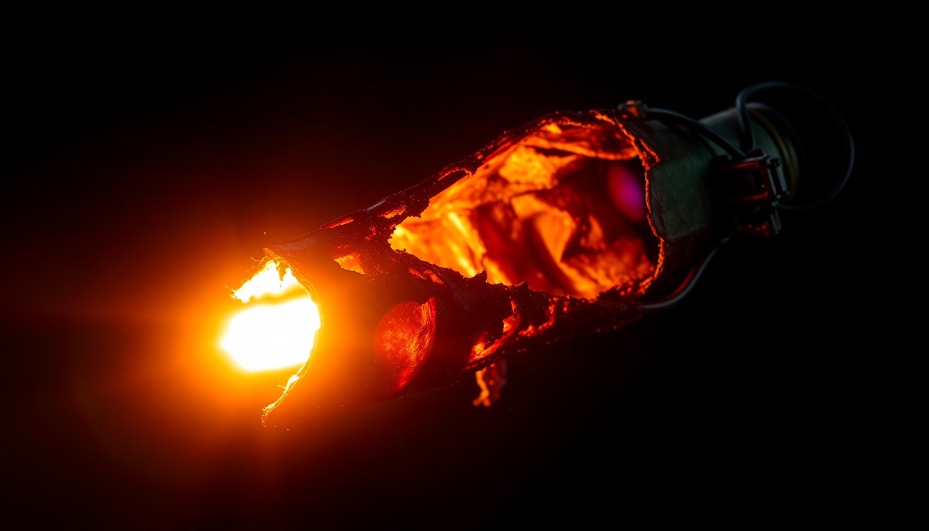 An extreme close-up photograph of a charred, twisted piece of metal, conceptually illustrating the devastation left behind by a deadly house fire.