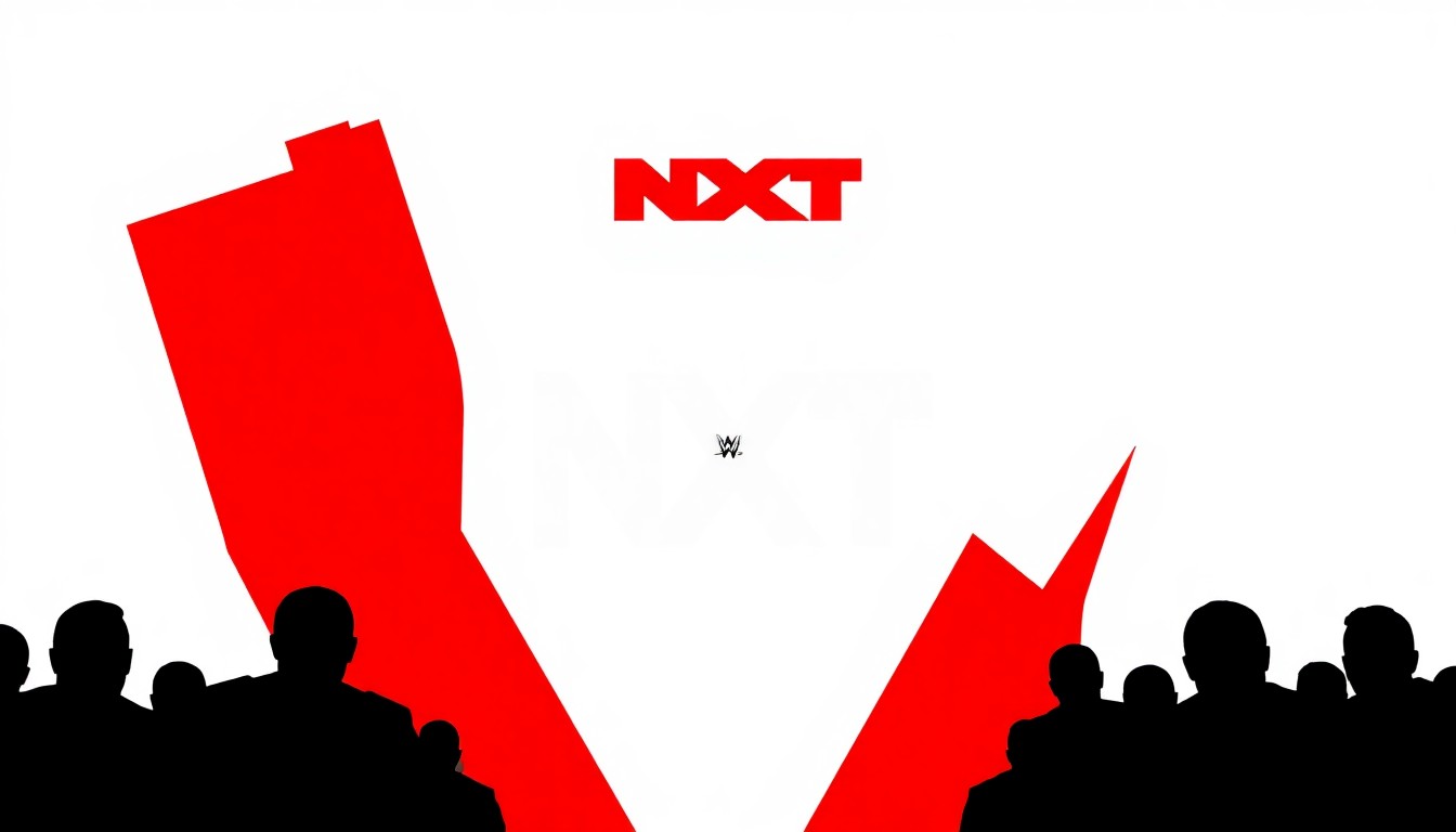 A striking abstract composition featuring bold, jagged geometric shapes in high-contrast colors, conceptually representing the separation of NXT Stand & Deliver from the WrestleMania weekend events.