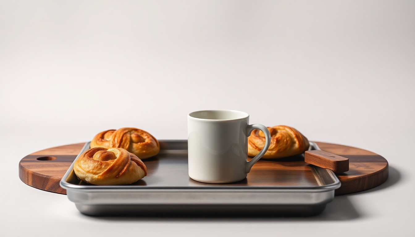 A high-end, photorealistic studio still-life photograph featuring a simple arrangement of premium deli-related objects on a clean, monochromatic background, conveying a sense of loss and transition through the use of dramatic lighting and shadows.