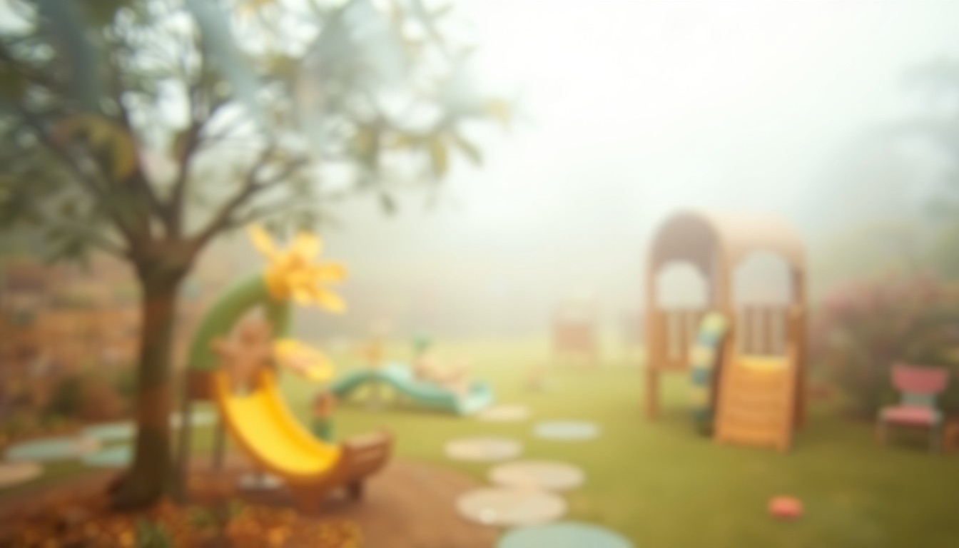 An abstract, impressionistic photograph depicting a blurred, hazy scene of a nature playscape with indistinct shapes of plants and natural elements, conveying a sense of mystery and loss surrounding the missing rescued turtle.