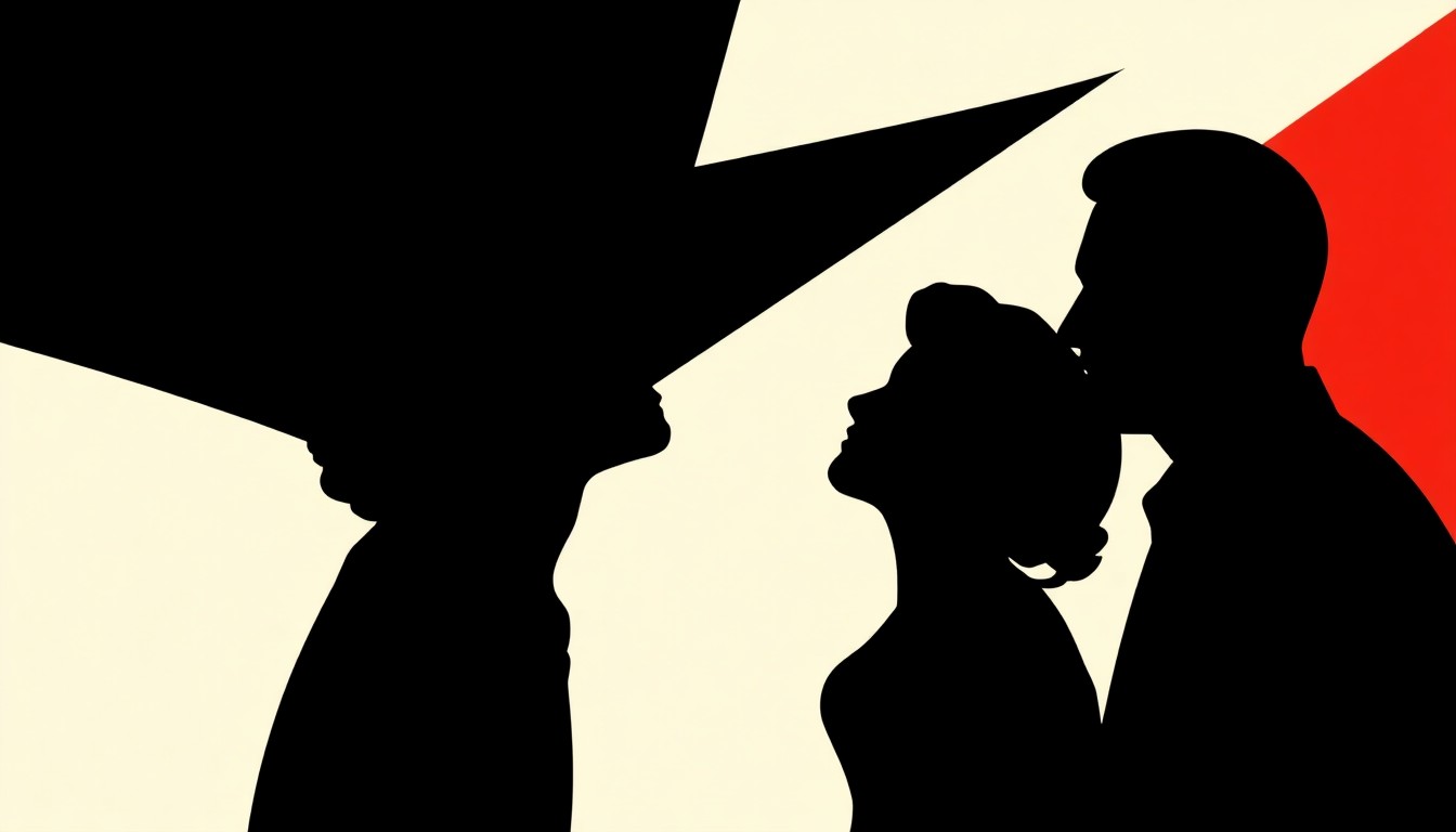 An abstract, minimalist illustration featuring bold, jagged geometric shapes and heavy black silhouettes, conceptually representing the iconic 1950s doo-wop music genre.