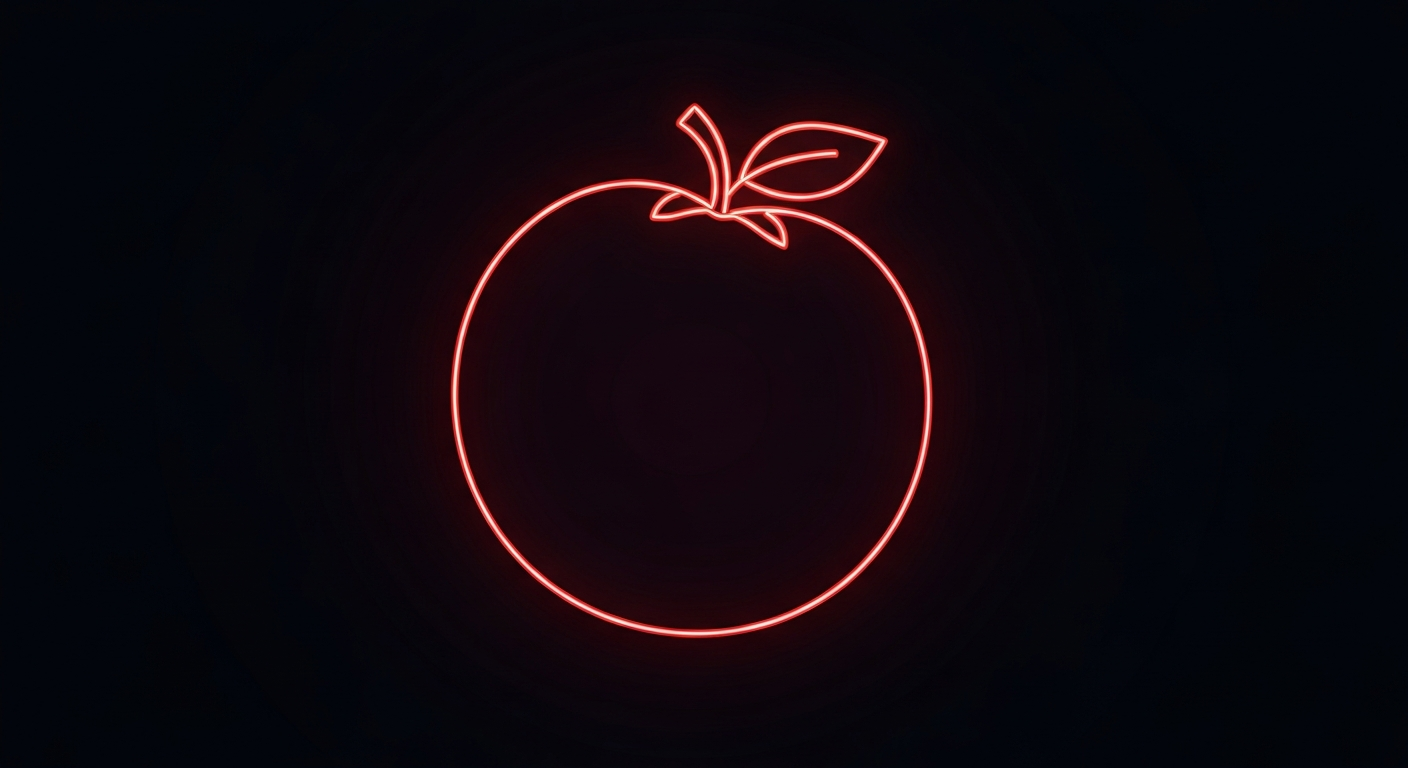 A vibrant neon outline of an apple or carrot against a dark backdrop, conceptually representing the clarity and energy of unprocessed, nutritious foods.