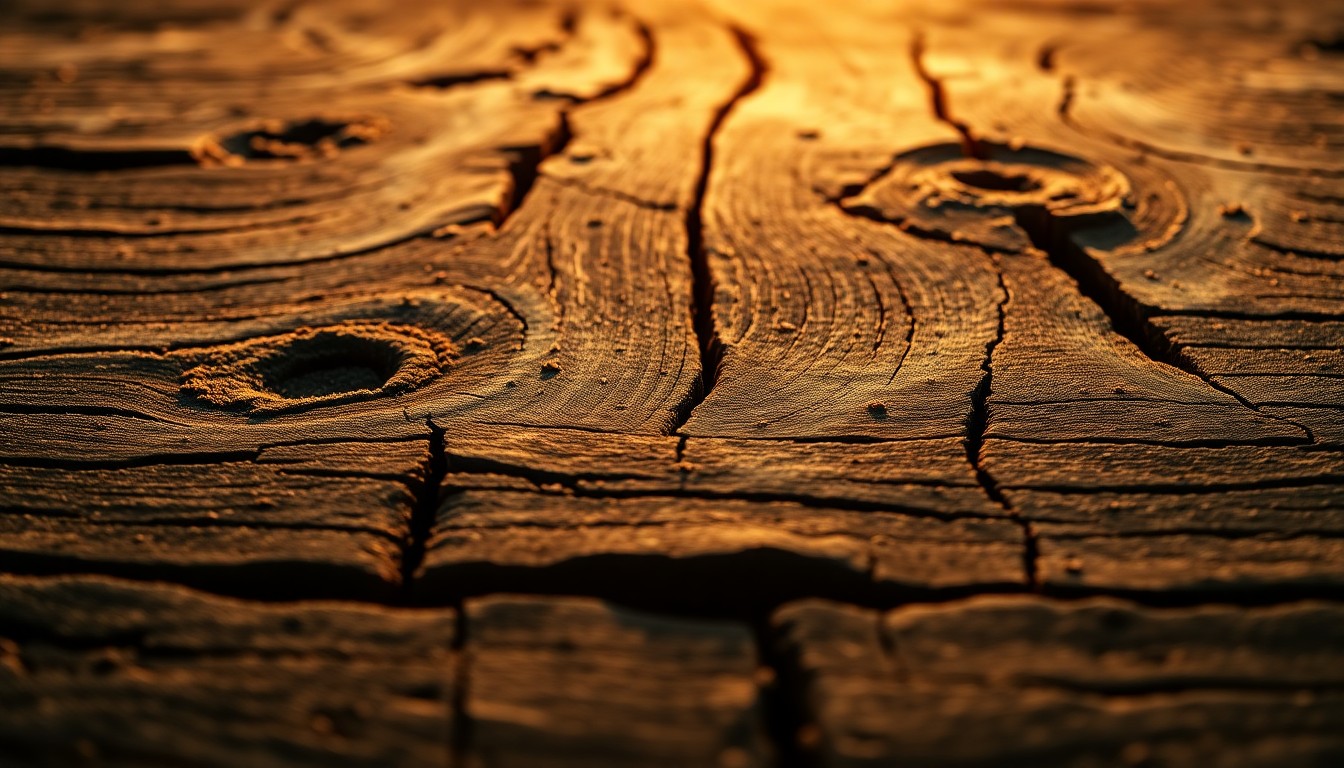 An abstract close-up photograph of a weathered, textured wooden surface, capturing the rugged beauty of the Montana landscape that serves as the backdrop for the Paramount+ series 'The Madison'.