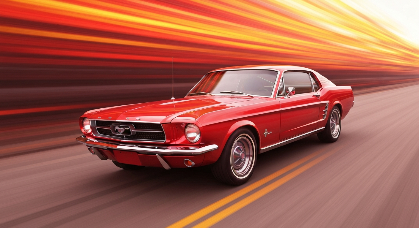 Zamućena slika klasičnog Forda Mustanga