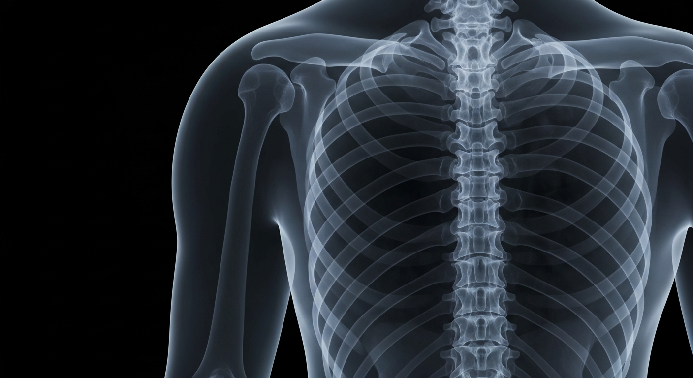 An ethereal, translucent X-ray photograph revealing the delicate structure of the human spine, conveying the Palmetto State Chiropractic Association's commitment to the science and art of chiropractic care.