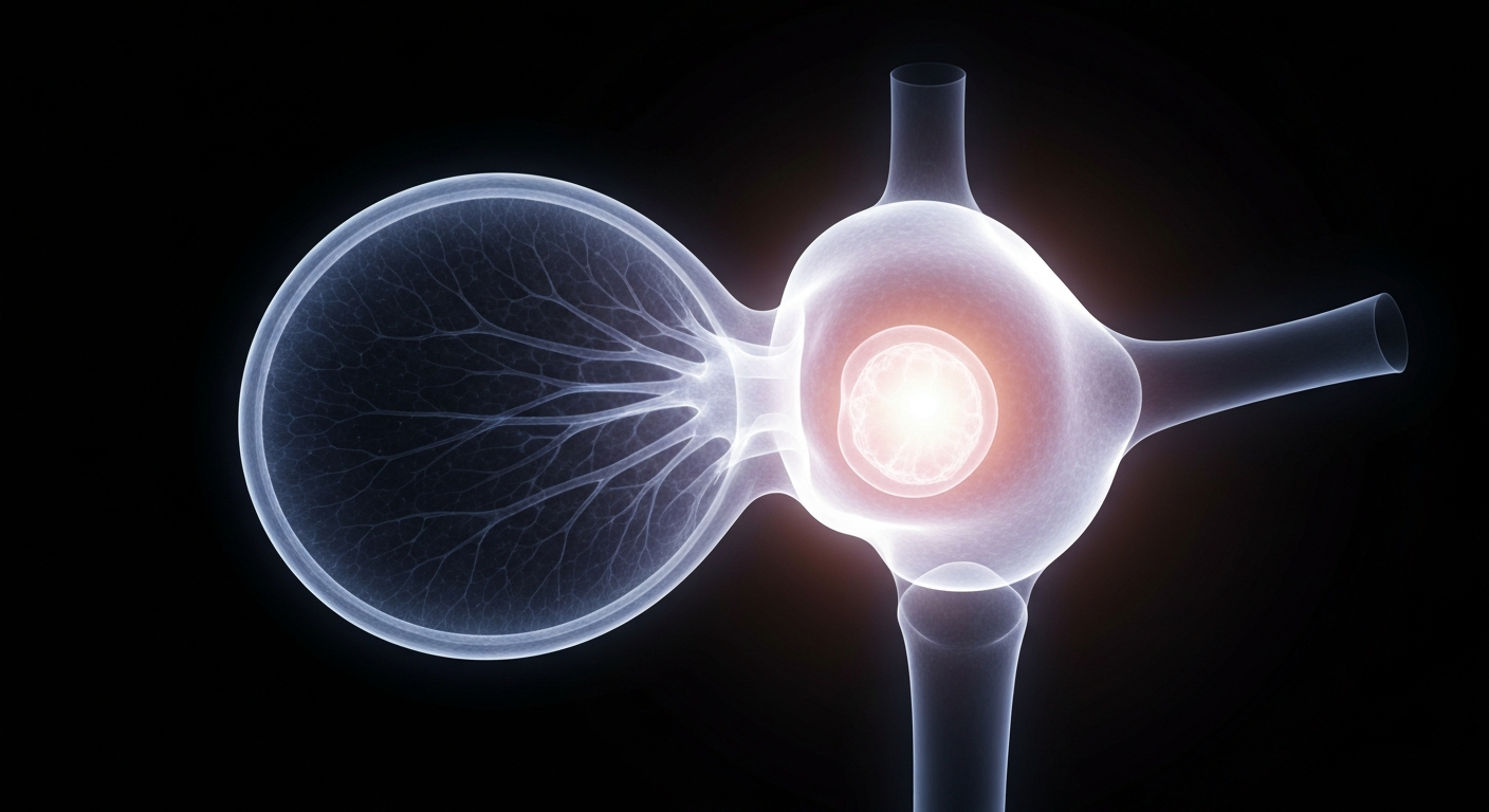 A translucent, ghostly X-ray image revealing the intricate structures of a human ovary, symbolizing the advanced fertility treatments available at the new CNY Fertility center in Orlando.