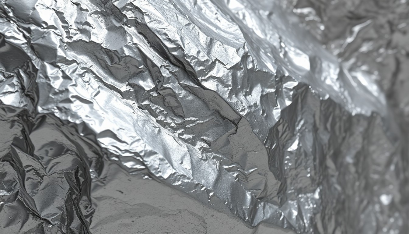 An extreme close-up of a highly textured, metallic sculpture surface in shimmering silver and gunmetal grey tones, conveying the luxurious, high-fashion aesthetic of the artist's work.