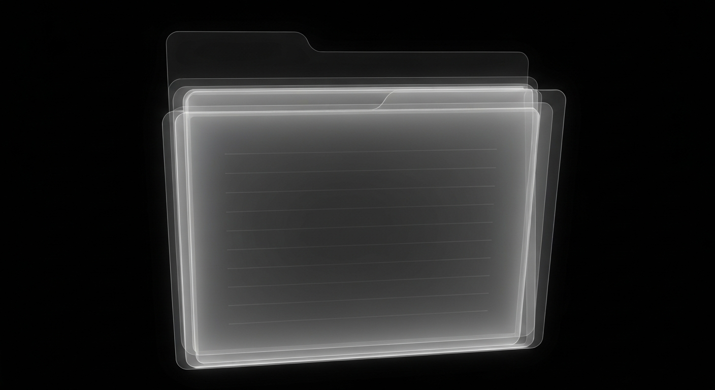 A ghostly, translucent X-ray image of a medical file folder, revealing the internal structure of the folder and its contents in glowing lines against a dark background, conceptually illustrating the breach of sensitive patient data.
