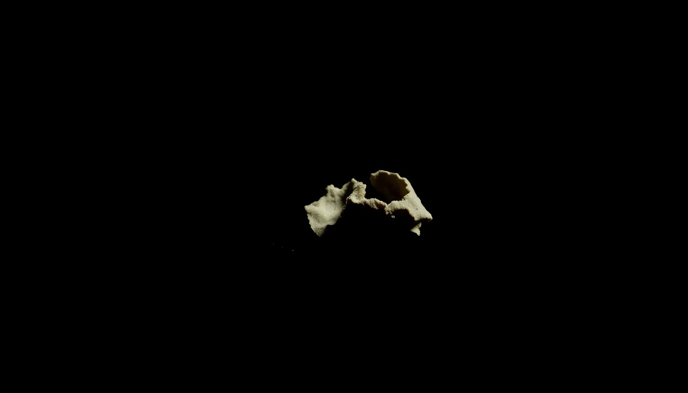 An extreme close-up photograph of a tattered piece of clothing, lit by a harsh, direct camera flash against a pitch-black background, conceptually representing the gritty investigation into the Texas Killing Fields crimes.