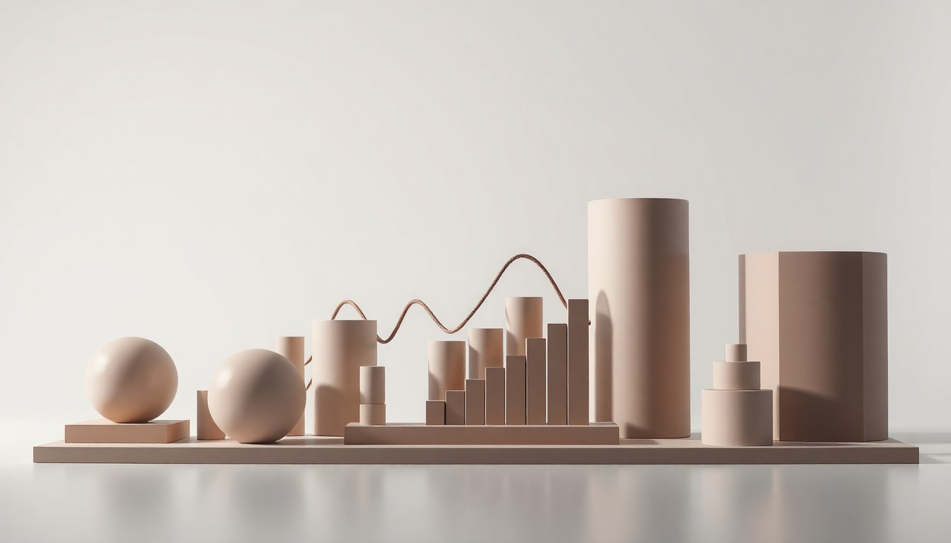 A high-end, photorealistic studio still-life photograph featuring a clean, monochromatic background with a carefully arranged composition of premium, polished objects representing the abstract concepts of retail analytics, data-driven decision making, and omnichannel retail operations.