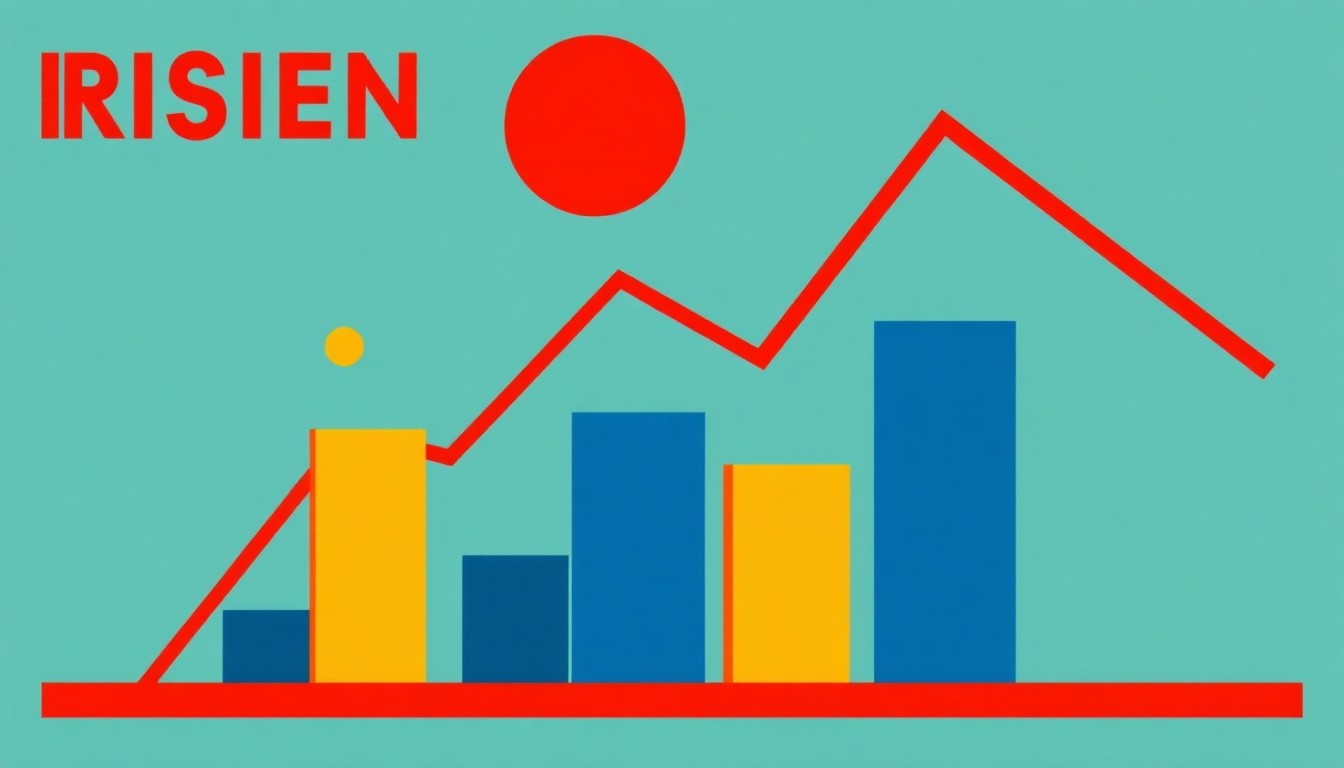 A vibrant abstract illustration composed of overlapping triangles and rectangles in shades of red, blue, and yellow, conceptually representing the complex forces driving rising inflation.