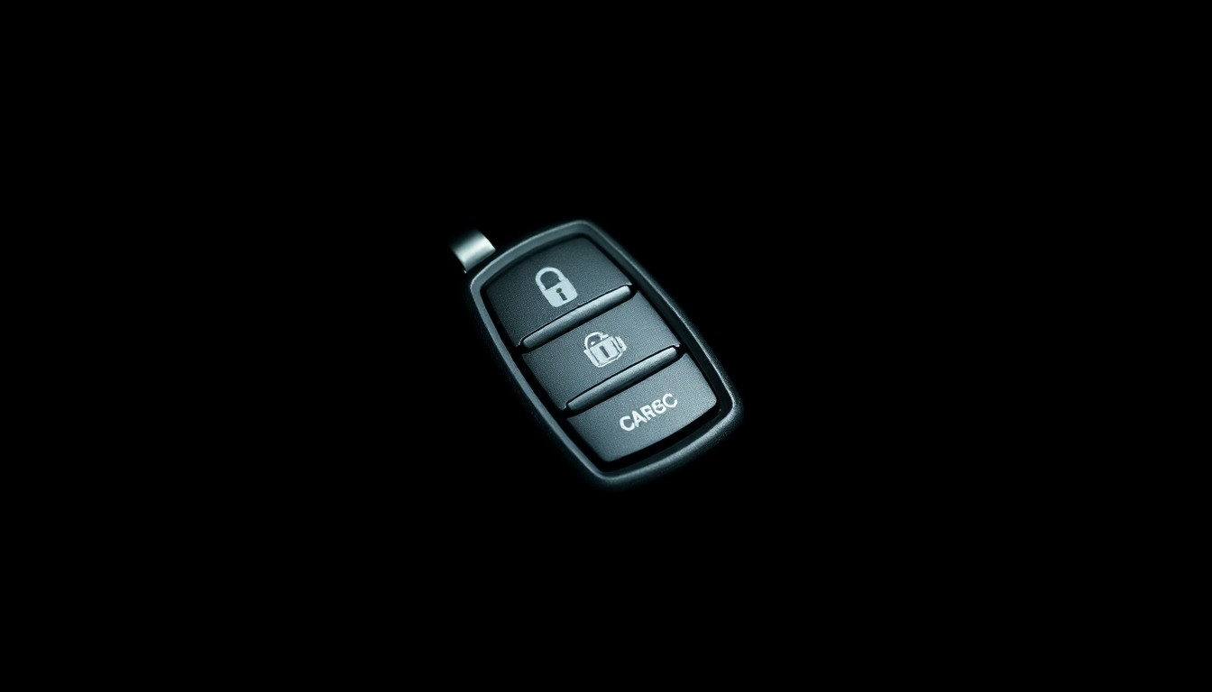 An extreme close-up of a car key fob reflecting a bright flash of light, conceptually representing the aftermath of a tragic vehicle accident.